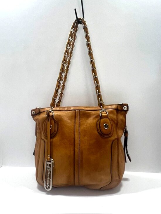 b. makowsky Handbags - B. Makowsky Leather Hobo Shoulder Bag Chain Strap Multi Zip Pockets Camel w/CoA